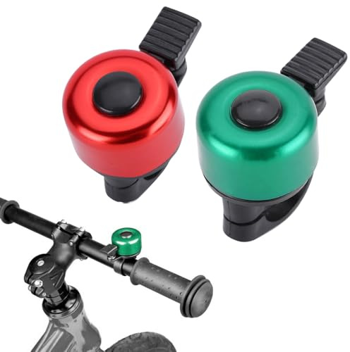 HABNI Sonnette Velo Enfant Garcon 2 Pièces Rouge Vert 5.1Cm Long 3.1Cm Large Aluminium Universelle Adulte Cloche