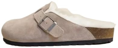 DYYEUAVT Zoccoli Classici Donna Moda Invernale Sottopiede in Sughero Pantofola in Peluche con Supporto for L'Arco Accoglienti Pantofole da Esterno for la casa(Beige,41)