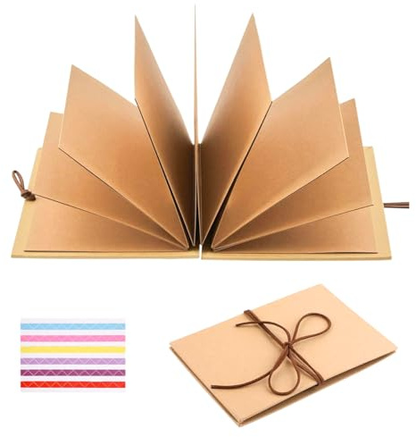 Album Photo en Accordéon en Papier Kraft, 28 x 21 cm Album Photo Scrapbooking à Personnaliser, Pliable Livre Scrapbooking DIY, pour Anniversaire, Mariage, Voyage, Festival, Cadeau de Fin D'études