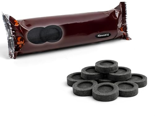Carbón de Incienso Ø 40 mm, 10 Pastillas de Carbón Natural para Quemadores, Encendido Rápido y Quema Uniforme, Ideal para Resina, Aromaterapia, Rituales y Ambiente Zen