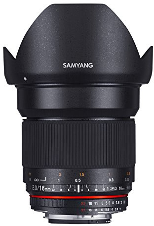 Samyang F1120707101 - Objetivo fotográfico DSLR para Olympus 4/3 (Distancia Focal Fija 16mm, Apertura f/2-22 ED AS UMC CS, diámetro Filtro: 77mm), Negro