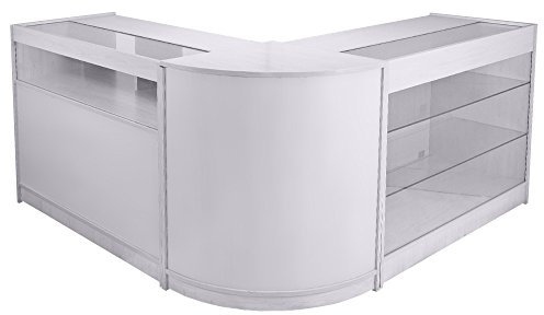 MonsterShop Taurus Ladeneinrichtung Rezeption Ladentheke Ladentresen Verkaufsftisch Verkaufstheke Verkaufstresen Kassentisch Empfangstresen Theke Ladenmöbel Vitrine Schauraum Geschäftsmöbel Weiß