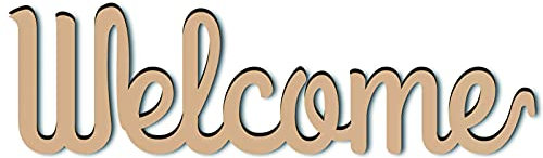 CREATCABIN Letrero de Madera Cortado con Láser Arte de la Pared Letrero de Bienvenida Escultura de Pared Decorativa Decoración Colgante Inacabado para Puerta de Inauguración de la Casa Decoración