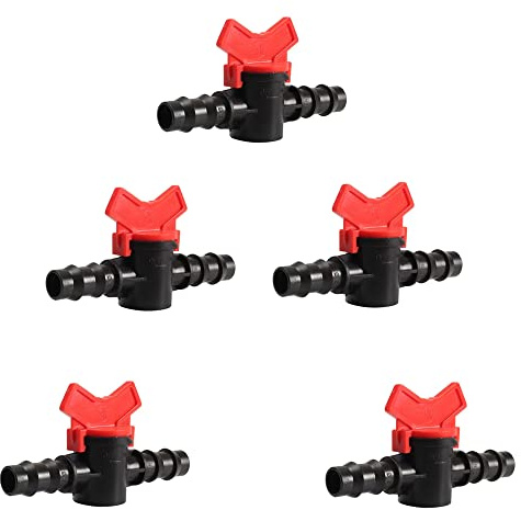 5Pcs Valve Regulators Plastic Drip Irrigation Switch Valves Straight Hose Stop Valves Hose Connectors Barbed Valves Drip Irrigation Tubing Valves for Garden