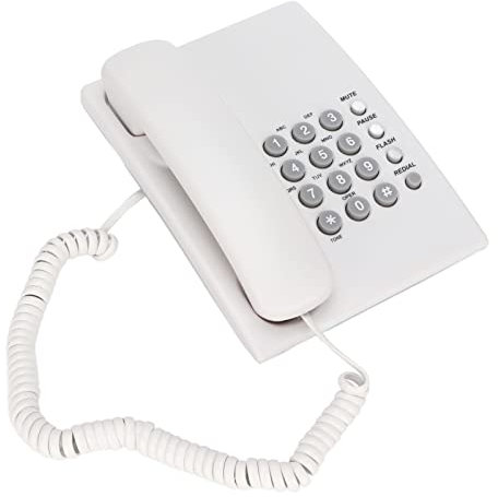 ciciglow Desktop Corded Telephone, KX-T435 Cordless Landline Phones with Adjustable Volume Caller ID for Home Hotel Office Battery Free, Caller ID(white)