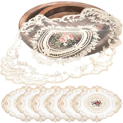 Mezchi Platzsets im französischen Retro-Stil, bestickte Häkelspitzen-Platzsets, viktorianische Dekoration, Tassenmatte für Kokette, Vintage-Raumdekoration, französische Landdekoration, 30,5 x 40,6 cm,