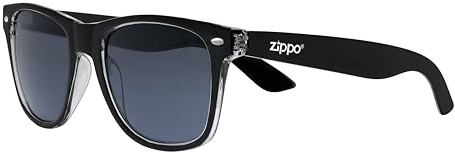Zippo Occhiali da Sole, Uomo e Donna, Montatura e Lenti Nero Fumo, Polarizzati, Design Classico, Struttura in Policarbonato, Grado di Protezione Uv400