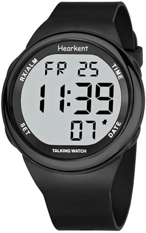 Hearkent Reloj parlante en español Que Habla Claro y Alto, Hora, Fecha y Hora de Alarma Personas Mayores, Personas con discapacidad Visual o ciegas-(2105 Negro)