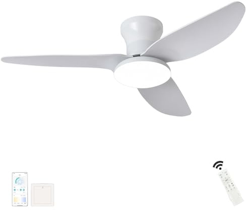 Dceinz Grande Plafonnier Ventilateur de Plafond Salon Dimmable Télécommande LED Lustre Ventilateur De Plafond Réversible Silencieux Dc Lumiere Ventilateur Plafond 6 Vitesses Smart Pour Chambre