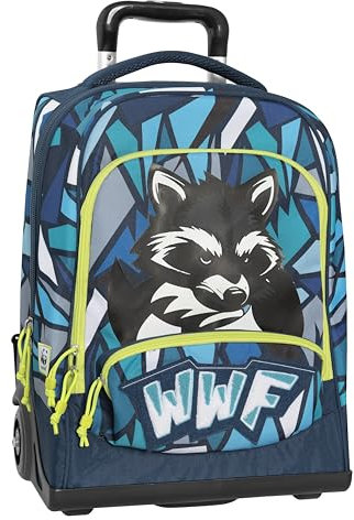 Franco Cosimo Panini WWF Schulrucksack Trolley Offizieller WWF, verstellbarer Griff, gepolsterte und verstellbare Schultergurte, austauschbare Räder Ø 90 mm, vorgeformter Boden, wasserdicht, 36 x 47 x