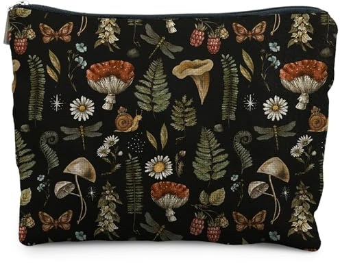 RYYCDOI Dark Forest Cottagecore Mushroom Makeup Bag - Forest Cosmetic Bag for Gifts, Mushroom Lovers