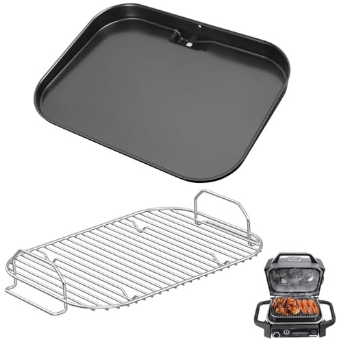 SafBbcue Grillplatte & Rauchrost für 7 in 1 Ninja Woodfire OG700 Series Outdoor Grills, Ninja XSKGRDPLT Woodfire Grill Flat Top Grillplatte Zubehör und Bratrost für Ninja OG701 OG751