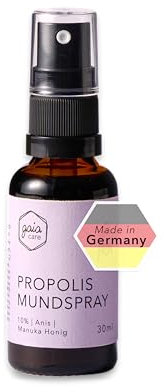 Propolis Mundspray von gaiacare® · Mit Manuka Honig, Anis & 10% Propolis Extrakt · Spray für Mund & Rachen · Antibakteriell, gegen Mundgeruch · Frischer Atem für unterwegs · Mit Alkohol · 30ml
