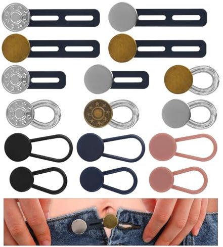 JIYIN 16 Stück Hosenbunderweiterung Knopf, hosenknopf verlängerung knopfverlängerung für hosen Hosenknöpfe für Jeans Hosenerweiterung Schwangerschaft Metallknöpfe für hosen, Kleider, Hemden