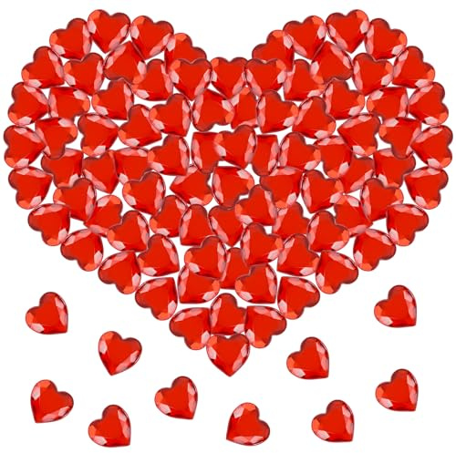 Cuore Cristalli Decorativi 200 Pezzi Acrilico per San Valentine, Decorazione a Forma di Cuore Rosso per Matrimonio, Nozze, San Valentino