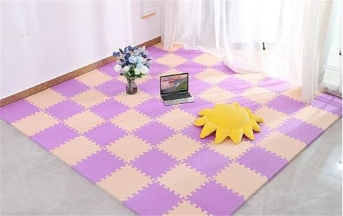 Fjnbbiot 8/16Pcs Baby Playmat Protezione Bambino Anti-caduta Morbido Tappeto Silenzioso Casa Decorativo Mat Viola-Marrone Grigio 16pcs