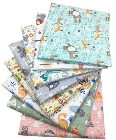 LetCart 8 Piezas Telas Patchwork, Tela Algodon 50 x 50 cm DIY Telas Decorativas Costura Retales Telas, para Manualidades Ropa de Muñeca Ropa de Bricolaje Costura y Patchwork (Dibujos Animados)