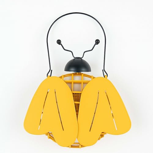 DIVCHI Bee & Ladybird Shaped Hanging Bird Feeder – Decorative Feeder for Garden, Yard, or Balcony – Ample Feeding Space, Easy to Refill, Durable Metal Construction (Yellow Bee)