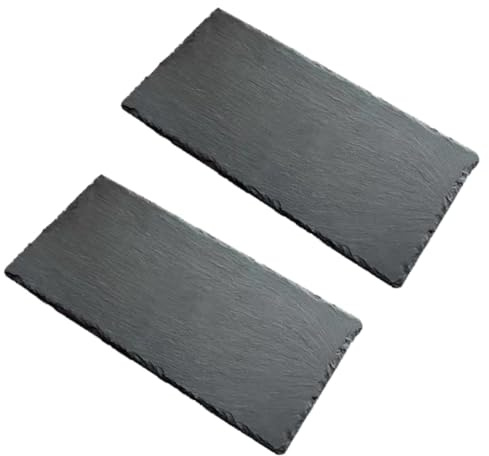 ARTSEWPLY 2 Piezas Platos de Pizarra Natural Placas para Sushi y Postres Bandejas Multipropósito para Servir Pan y Aperitivos Diseño Reutilizable y Seguro Negro