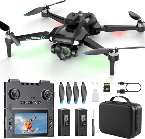 M66 Drone Con Telecomando HD Pieghevole Da 4,3″, Fotocamera 1080P, Evitamento Ostacoli, Flusso Ottico, Motore Brushless, Fino A 40 Min Di Volo, Facile Da Pilotare Per Principianti