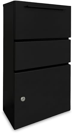 Boîte à Colis Relaxdays, Fente pour Colis, 4 clés, H x L x P : 82 x 44 x 22 cm, en Fer, Autonome, Noire