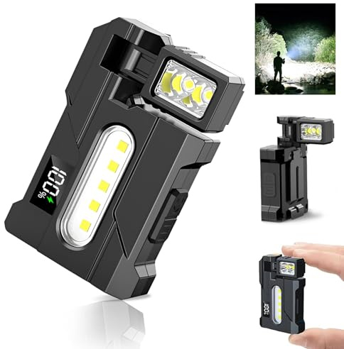 G5 EDC Flashlight – 400 Lumens Super Bright Rechargeable Mini Light with 270°Rotatable Magnet, 3 Modes Dual Light, 1200mAh Portable Flat Pocket Flashlights for Outdoor Camping Daily Carry (1Pcs)