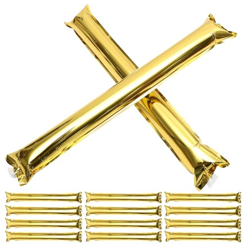 ibasenice Inflatable Cheering Sticks 24pcs Gold Noise Makers for Concerts Sports Events and Parties Stadium Thunder Sticks Support Clappers for Match Day Celebrations
