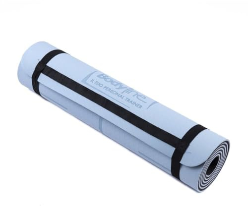 Esterilla de yoga Bodyline Lotus TPE de 183 x 61 x 0,8 cm, antideslizante, 8 mm de grosor, colchoneta de fitness y pilates con correa para el hogar y el gimnasio