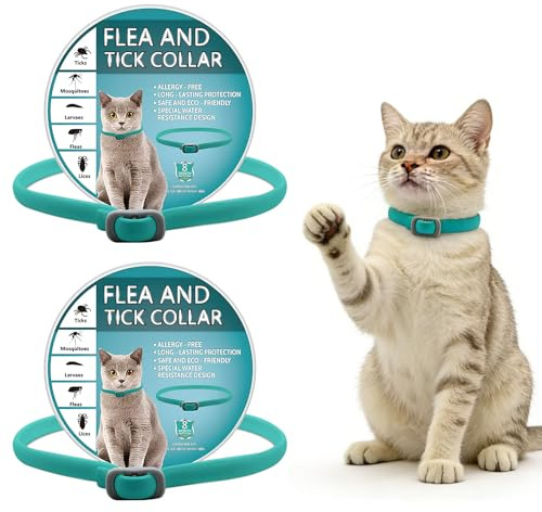 Cat Repellent Collar 2 Pack, Adjustable 48cm Water-Resistant Cat Collar, Natural Essential Oils, Safe & Effective Protection, Cut-to-Size Repellent Collar for Kittens and Adult Cats (Light Blue)