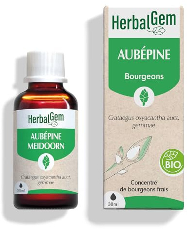 HERBALGEM - Macérât-Mère - Aubépine Bio - Complément Alimentaire Gemmothérapie Concentrée - Extrait De Bourgeon Frais - Pour Circulation Sanguine - 30 ml