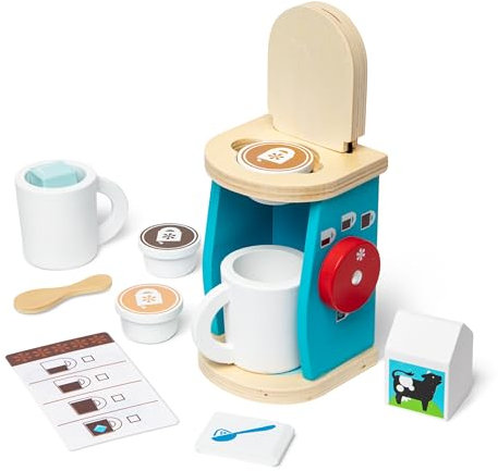 Melissa & Doug Brew And Serve Wooden Coffee Maker Set Age 3+, Pretend play, Wooden Toy, 3+, Gift for Boy or Girl
