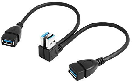 Cavo di prolunga USB 3.0, 20 cm, adattatore ad angolo destro e sinistro di 90 gradi, tipo A maschio a femmina, connessione ad alta velocità, 2 pezzi