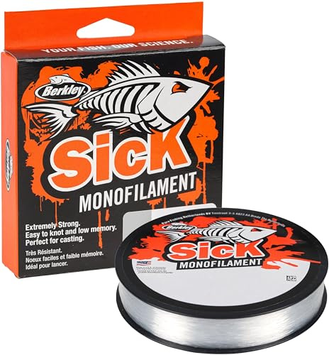 Berkley Sick - Hilo de Pesca de Nailon – Alambre de Pesca monofilamento de Fuerte tensión, Baja Elasticidad, Baja Memoria, Resistente a la abrasión Pesca en Agua Dulce y Salada