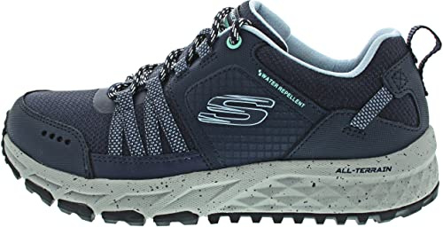 Skechers Women's Escape Plan Endless Pursuit Trekking Low Cut Shoes, Navy Leather/Mesh/Blue Trim, 7 UK
