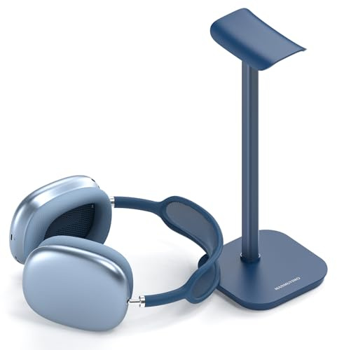 MANMUVIMO Headphone Stand, Desktop Headset Holder Heavy Base Desk Earphone Stand Aluminum Gaming Headset Hanger Rack for AirPods Max, AirPods, AirPods Pro, Sony, Beats, Bose, Razer and More(Blue)