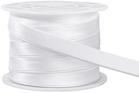 BENECREAT Cinta de sesgo de satén de 13,5 yardas/12,5 m (10 mm) de doble pliegue de satén para decoración de Cheongsam, tubería de costura de ropa, blanco