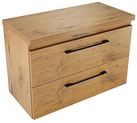 paplinskimoebel - Girona Meuble sous-lavabo avec embout, 80 cm de large, meuble de salle de bain avec plan de travail, meuble bas pour lavabo à poser, meuble bas en bois - Chêne Lancelot