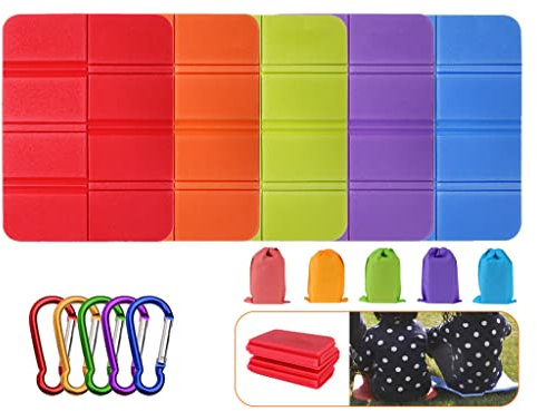 Kellegour 5 PCS Faltbares Sitzkissen Outdoor,Sitzmatte Outdoor,Erwachsene und Kinder Sitzkissen,mit 5Wasserabweisend Beutel und 5 Karabiner,für Garten,Camping,Picknick,Hiking,am Meer,Hunting,5 Farben