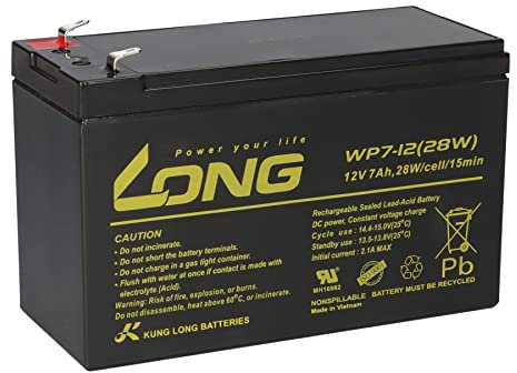 1x AGM 12V 7Ah Bleiakku Long WP7-12 28W VDs Akku Faston F1 4,8mm kompatibel Bleigel Gel Akku 7,2Ah 8Ah 9Ah