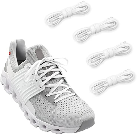 NDTEZUGT 2 Pairs 1/4(6mm) Flat Thin Shoe Laces, Original Athletic Shoelaces Shoe Strings Replacement Laces for On Cloud Sneakers (White, 63''/160cm)