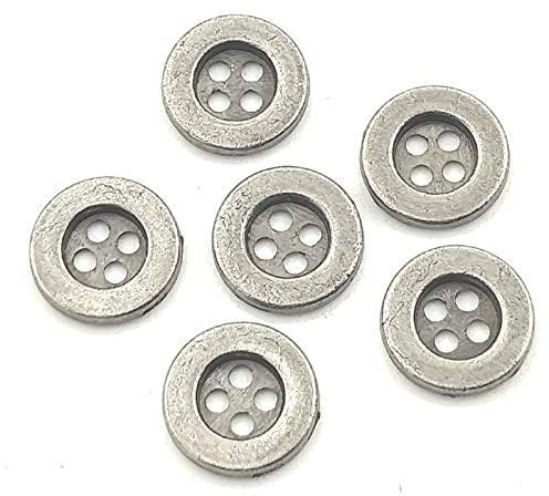 YOOGCORETT 50pcs Metal Buttons Vintage Style Round Buttons 4 Holes Bulk for Clothing DIY Crafts Handmade Buttons Scrapbooking Sewing Decorations 13mm (Antique Silver)