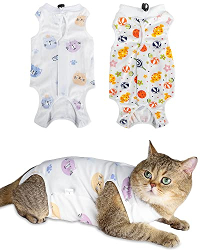ANWA Cat Recovery Suit Breathable Cat Surgery Jumpsuit for Abdominal Wounds