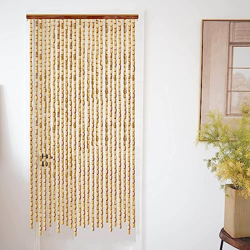 KGUDYS Cortinas De Cuentas Bambu para Puertas,60x100cm 80x120cm 90x200cm 100x220cm Cortina De Cuentas De Madera Vintage,Madera De Bambú Natural,para Entrada De Habitación/Ventana,90strands(90x210cm)