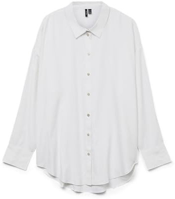 VERO MODA Damen Vmnora Ls Oversize Shirt WVN Ga Noos Langarmbluse, Bright White, Small