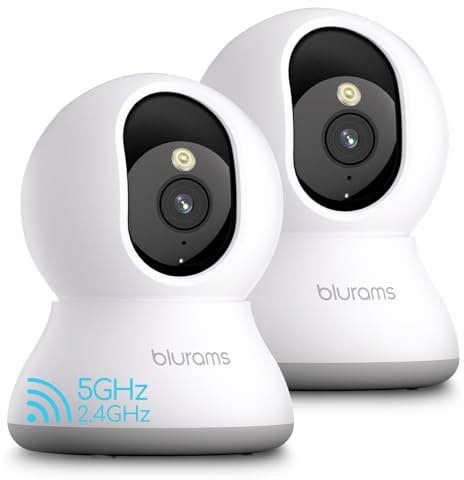 blurams 5G Cameras for Home Security, 2K Pet Camera with Phone App, 360° PTZ Indoor Camera w/Dual-Band WiFi6, Free Human/Motion/Sound Detection, 2-Way Talk, Night Vision, Compatible with Alexa, 2Pack