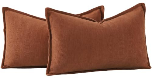 MADIZZ Texturerade Chenille Rost Kuddfodral Set med 2 St Supersoft Dekorativa Kuddfodral Boemiska Kuddöverdrag Modern Hem Dekor för Soffa Sovrum 40x60 cm