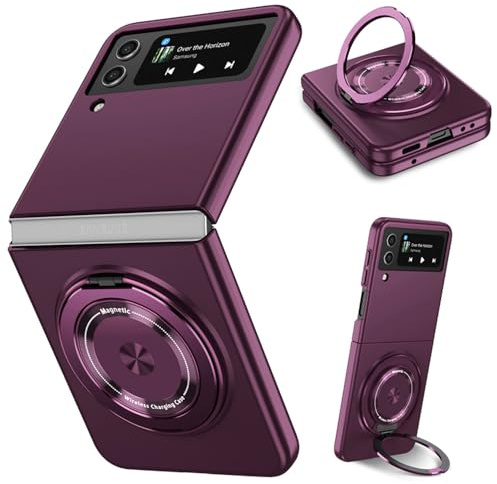 ZHOZEXIN Compatible con Samsung Galaxy Z Flip 4, Soporte magnético con Anillo, Funda Protectora Delgada a Prueba de Golpes para Samsung Galaxy Z Flip 4（Morado）