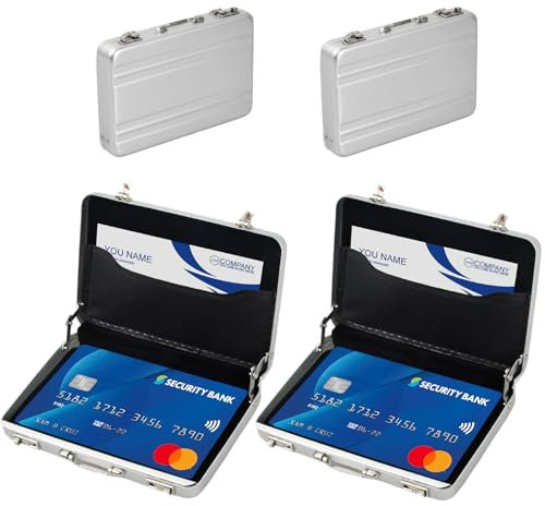 Geldkoffer Geldgeschenk Koffer als Verpackung für Gutscheine, Mini Aktenkoffer aus Aluminium mit Schnappverschluss als Hochzeitsgeschenk und Grußkarte, Ideal als Geschenk(Silver)