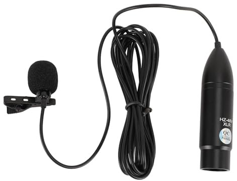 Microfono da Bavero Cardioide Alimentazione 48V, Riduzione del Rumore Omnidirezionale Microfono Mono XLR a 3 Pin per Registrazione, Intervista con Materiale in Lega di