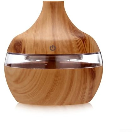 Diffuseur d'aromathérapie de 300 ml avec éclairage sept couleurs, améliore l'air et favorise le bien-être (grain de bois peu profond)